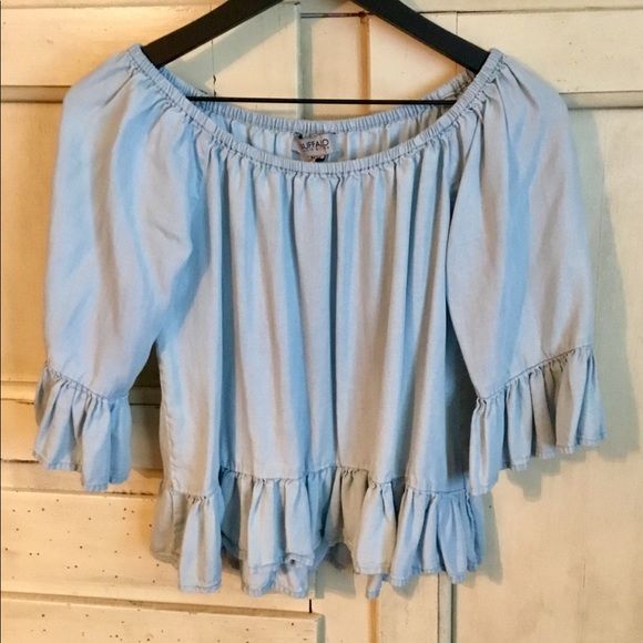 Chambray Ruffle Top by Buffalo - Picture 2 of 4